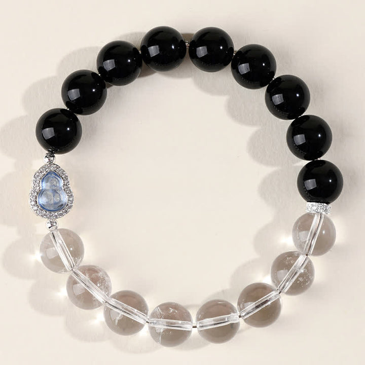 Buddha Stones Klares Quarz-Armband aus schwarzem Obsidian und Kürbis - image 21
