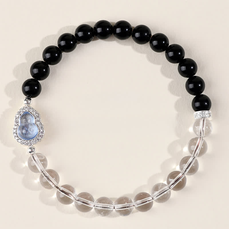 Buddha Stones Klares Quarz-Armband aus schwarzem Obsidian und Kürbis - image 14