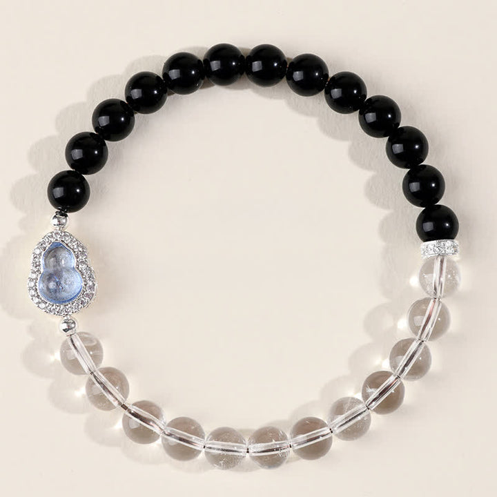 Buddha Stones Klares Quarz-Armband aus schwarzem Obsidian und Kürbis - image 14