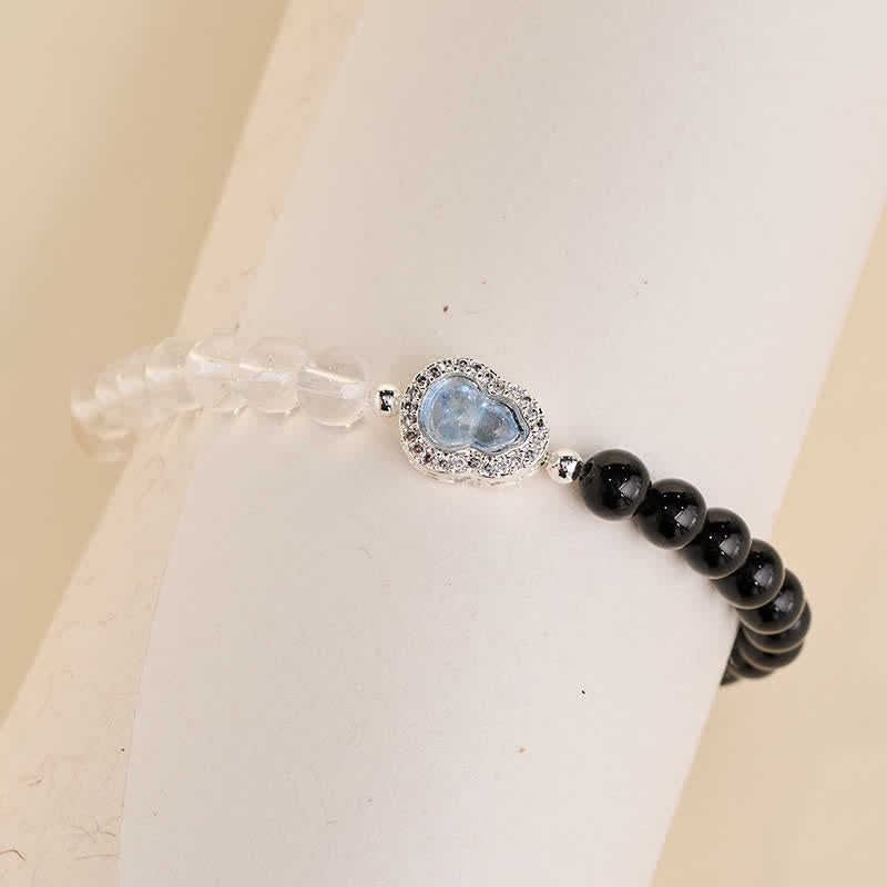 Buddha Stones Klares Quarz-Armband aus schwarzem Obsidian und Kürbis - image 13
