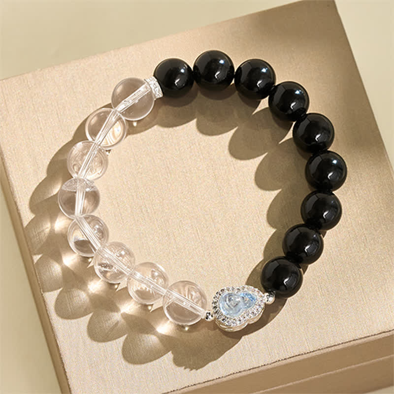 Buddha Stones Klares Quarz-Armband aus schwarzem Obsidian und Kürbis - image 19