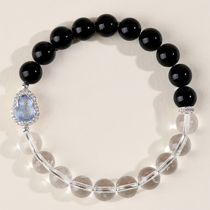 Buddha Stones Klares Quarz-Armband aus schwarzem Obsidian und Kürbis - image 4