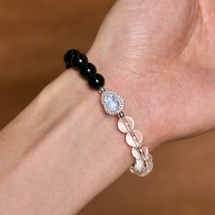 Buddha Stones Klares Quarz-Armband aus schwarzem Obsidian und Kürbis - image 9