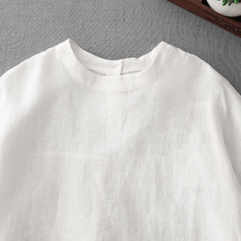 Buddha Stones Lässiges, minimalistisches Kurzarm-T-Shirt für Damen mit Rückenknopfverschluss und Vordertaschen – perfekt für den Sommer. - image 24