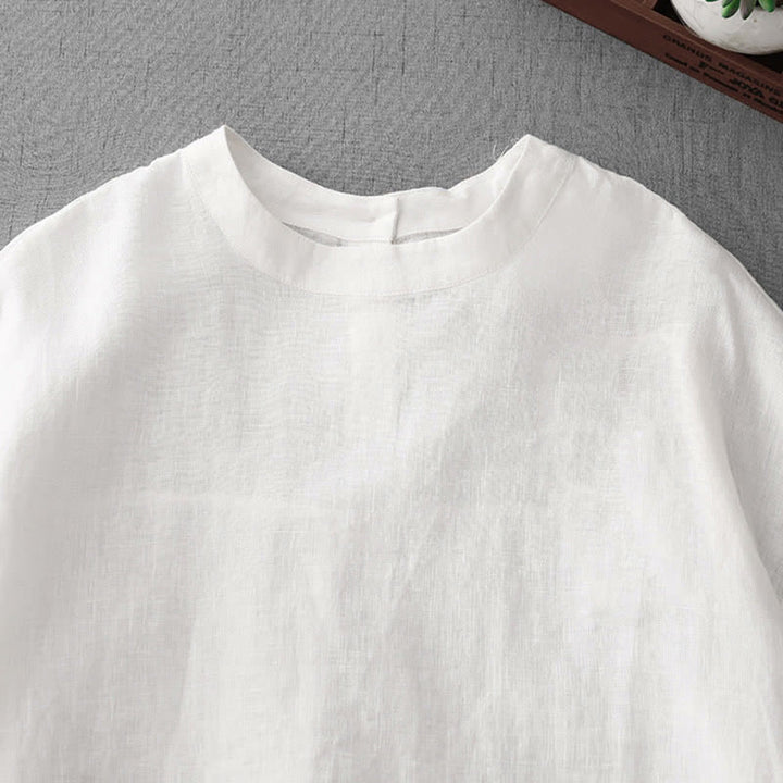 Buddha Stones Lässiges, minimalistisches Kurzarm-T-Shirt für Damen mit Rückenknopfverschluss und Vordertaschen – perfekt für den Sommer. - image 24