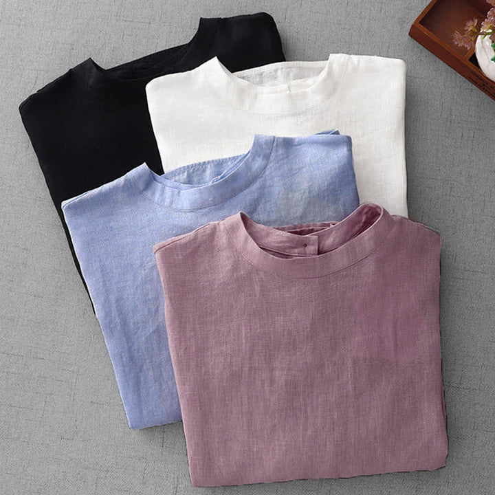 Buddha Stones Lässiges, minimalistisches Kurzarm-T-Shirt für Damen mit Rückenknopfverschluss und Vordertaschen – perfekt für den Sommer. - image 31