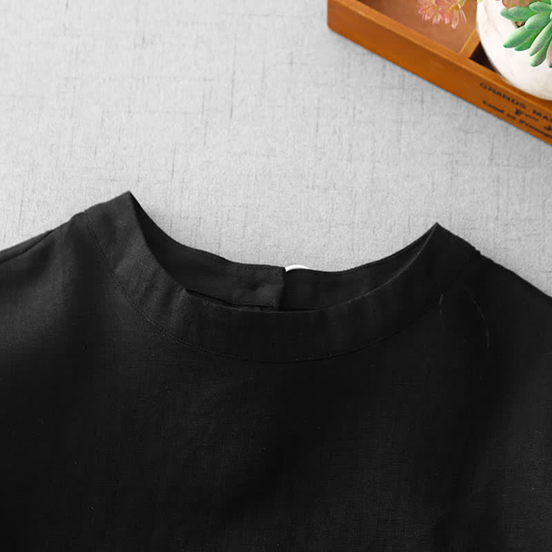 Buddha Stones Lässiges, minimalistisches Kurzarm-T-Shirt für Damen mit Rückenknopfverschluss und Vordertaschen – perfekt für den Sommer. - image 18