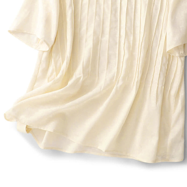 Buddha Stones Elegante, plissierte, einfarbige Kurzarm-T-Shirts für Damen – perfekt für den Sommer - image 16