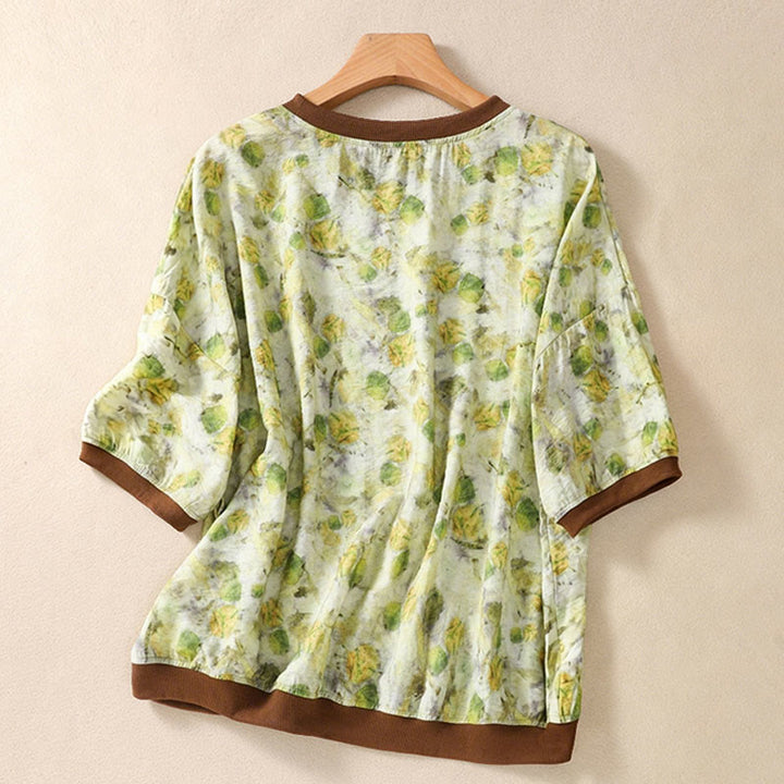Buddha Stones Sommerliche Vintage-T-Shirts mit Rundhalsausschnitt und Blumenmuster für Damen, Kurzarm - image 8