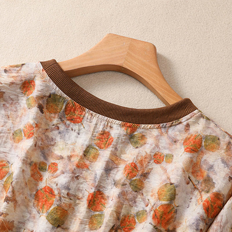Buddha Stones Sommerliche Vintage-T-Shirts mit Rundhalsausschnitt und Blumenmuster für Damen, Kurzarm - image 17