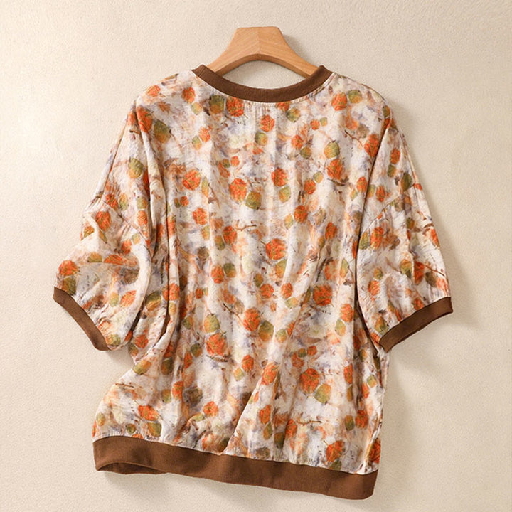 Buddha Stones Sommerliche Vintage-T-Shirts mit Rundhalsausschnitt und Blumenmuster für Damen, Kurzarm - image 15