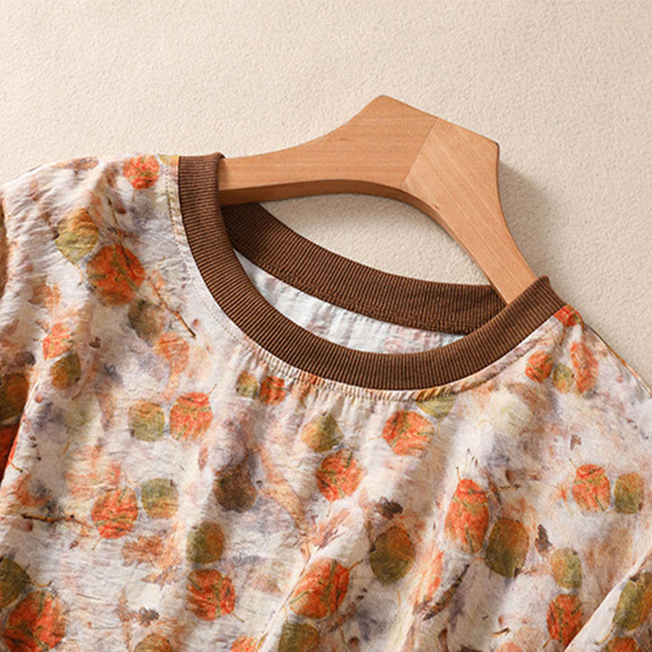 Buddha Stones Sommerliche Vintage-T-Shirts mit Rundhalsausschnitt und Blumenmuster für Damen, Kurzarm - image 16