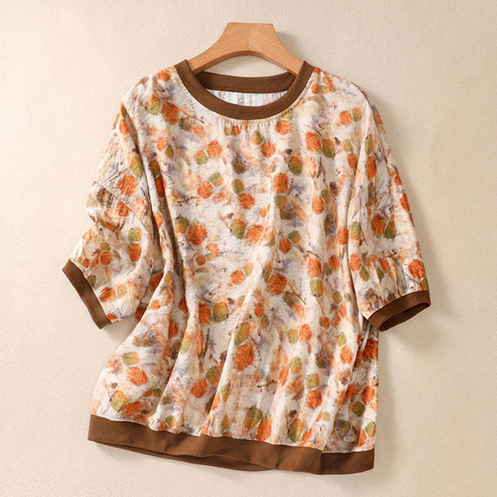 Buddha Stones Sommerliche Vintage-T-Shirts mit Rundhalsausschnitt und Blumenmuster für Damen, Kurzarm - Mokassin - US14, UK/AU18, EU46 (2XL) - image 14