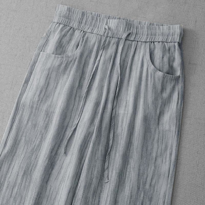Buddha Stones Lässige Sommerhose für Damen mit geradem Bein, geradem Bein, Taschen, Streifenmuster, Kordelzug und elastischem Bund - image 1