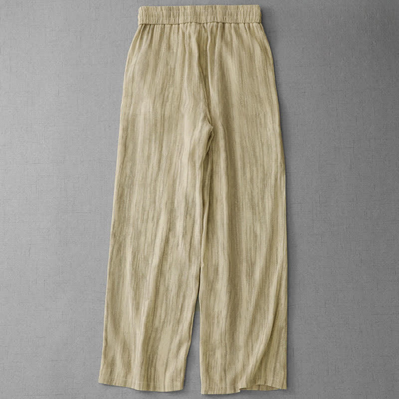 Buddha Stones Lässige Sommerhose für Damen mit geradem Bein, geradem Bein, Taschen, Streifenmuster, Kordelzug und elastischem Bund - image 6