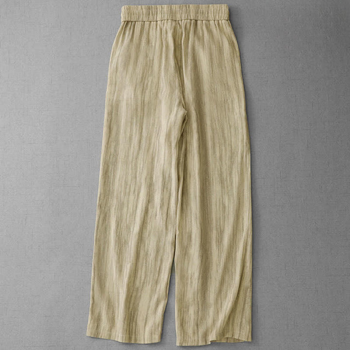 Buddha Stones Lässige Sommerhose für Damen mit geradem Bein, geradem Bein, Taschen, Streifenmuster, Kordelzug und elastischem Bund - image 6
