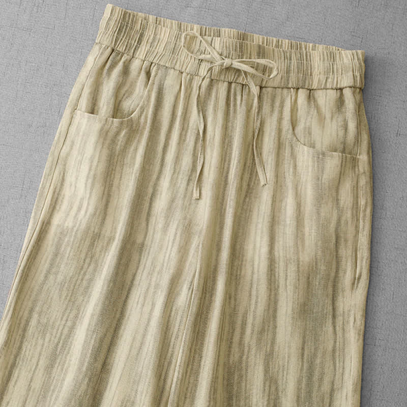 Buddha Stones Lässige Sommerhose für Damen mit geradem Bein, geradem Bein, Taschen, Streifenmuster, Kordelzug und elastischem Bund - image 8