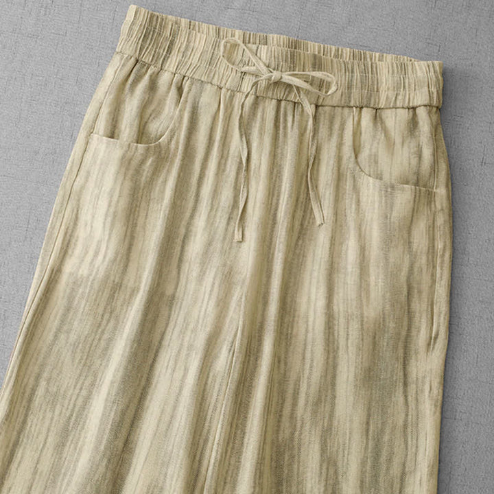 Buddha Stones Lässige Sommerhose für Damen mit geradem Bein, geradem Bein, Taschen, Streifenmuster, Kordelzug und elastischem Bund - image 8