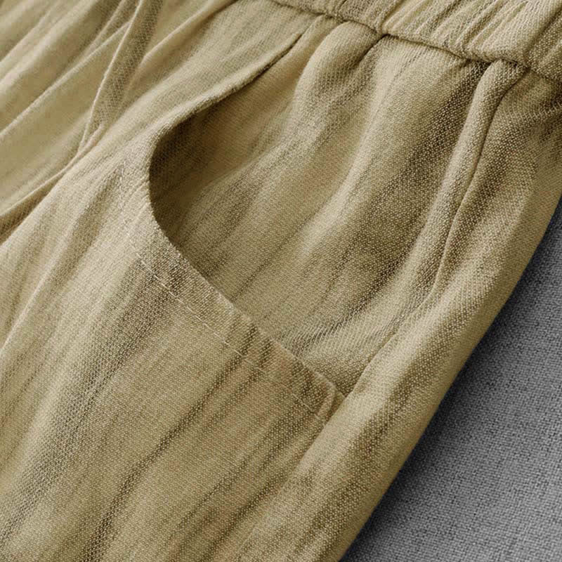 Buddha Stones Lässige Sommerhose für Damen mit geradem Bein, geradem Bein, Taschen, Streifenmuster, Kordelzug und elastischem Bund - image 9