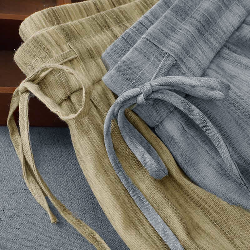 Buddha Stones Lässige Sommerhose für Damen mit geradem Bein, geradem Bein, Taschen, Streifenmuster, Kordelzug und elastischem Bund - image 16
