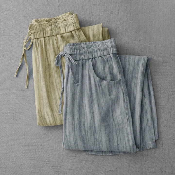 Buddha Stones Lässige Sommerhose für Damen mit geradem Bein, geradem Bein, Taschen, Streifenmuster, Kordelzug und elastischem Bund - image 15