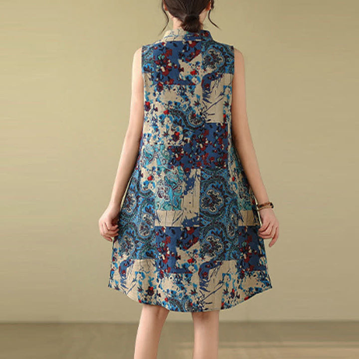 Buddha Stones Ärmelloses Sommerkleid für Damen mit Paisley-Blumenmuster und Taschen - image 15