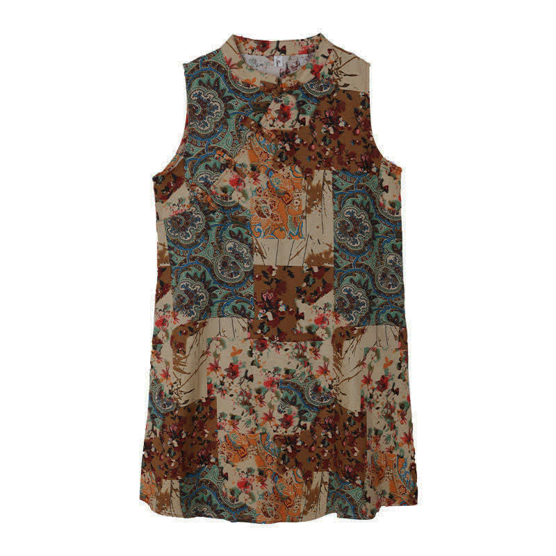 Buddha Stones Ärmelloses Sommerkleid für Damen mit Paisley-Blumenmuster und Taschen - image 12