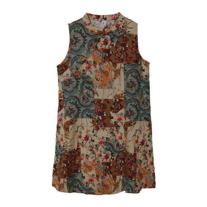 Buddha Stones Ärmelloses Sommerkleid für Damen mit Paisley-Blumenmuster und Taschen - image 12