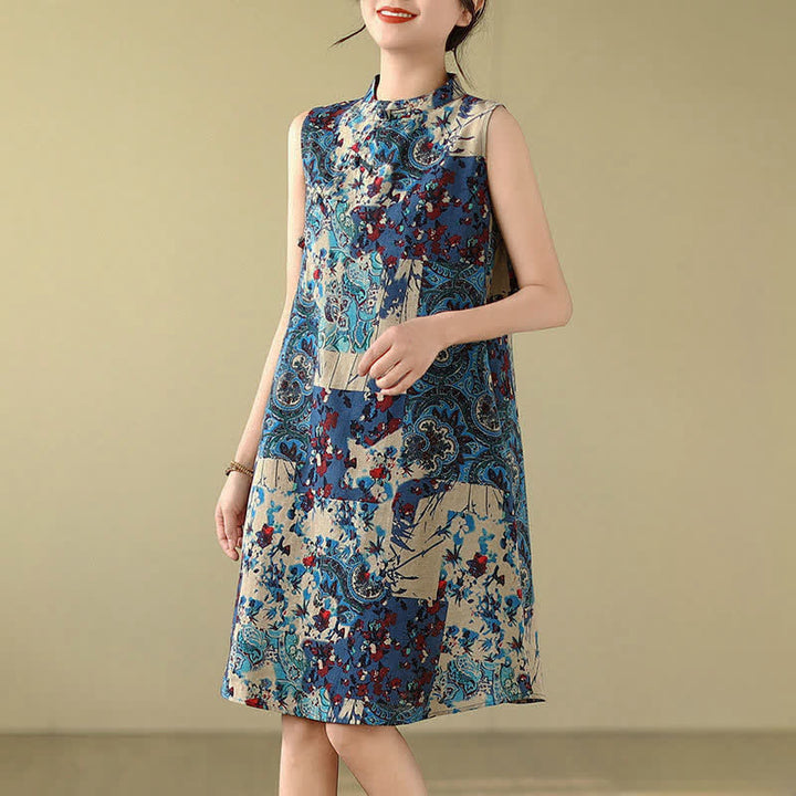 Buddha Stones Ärmelloses Sommerkleid für Damen mit Paisley-Blumenmuster und Taschen - image 14