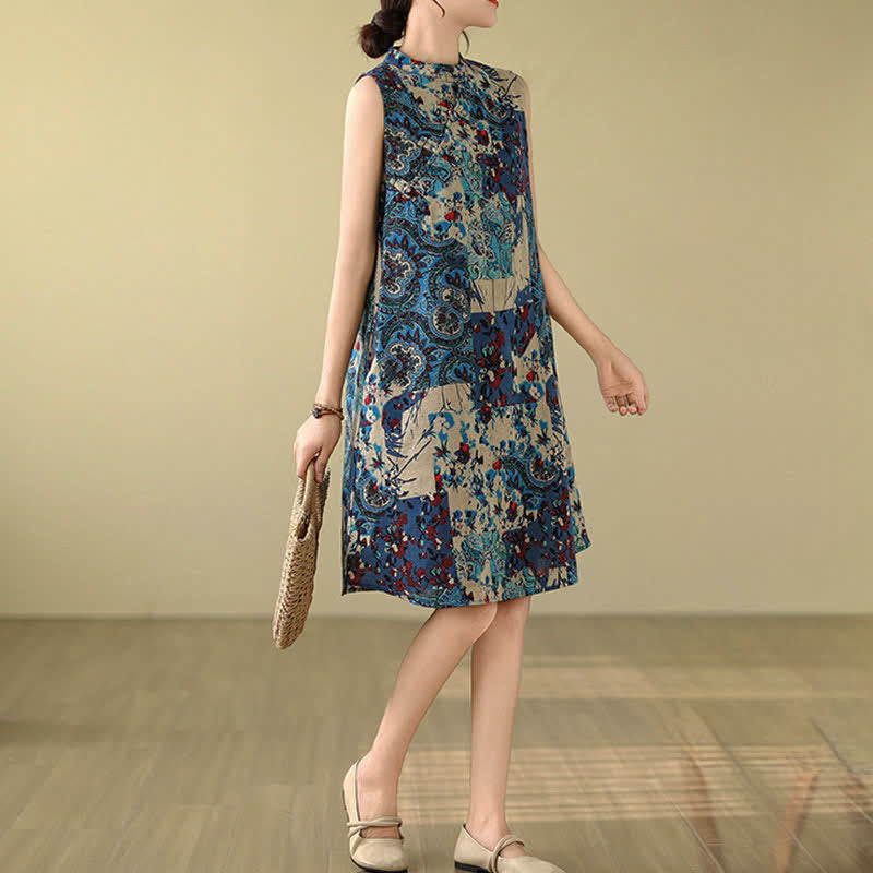 Buddha Stones Ärmelloses Sommerkleid für Damen mit Paisley-Blumenmuster und Taschen - image 18