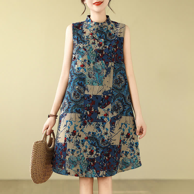Buddha Stones Ärmelloses Sommerkleid für Damen mit Paisley-Blumenmuster und Taschen - image 16