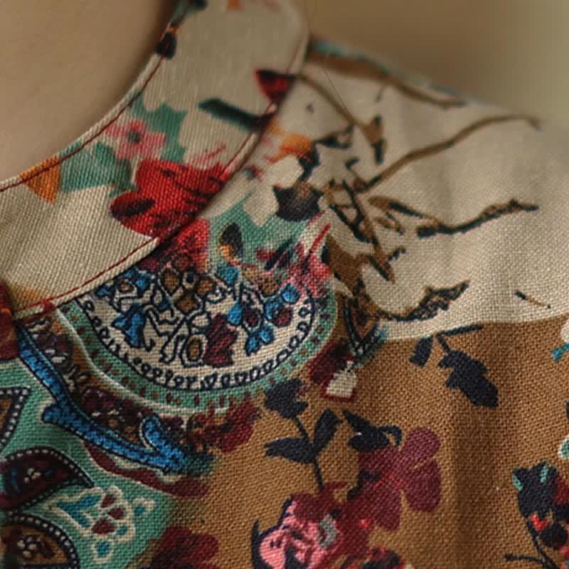 Buddha Stones Ärmelloses Sommerkleid für Damen mit Paisley-Blumenmuster und Taschen - image 8