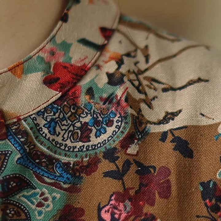 Buddha Stones Ärmelloses Sommerkleid für Damen mit Paisley-Blumenmuster und Taschen - image 8