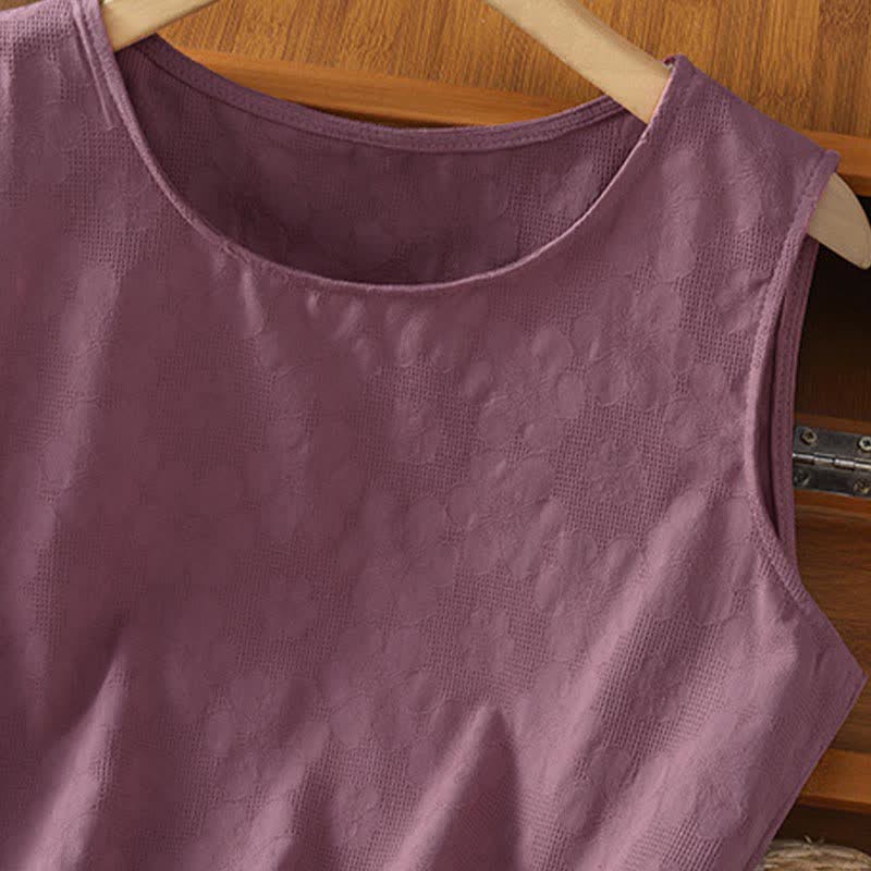 Buddha Stones Lässiges, ärmelloses Damen-Tanktop mit Seitenschlitz und Blumenmuster - image 10