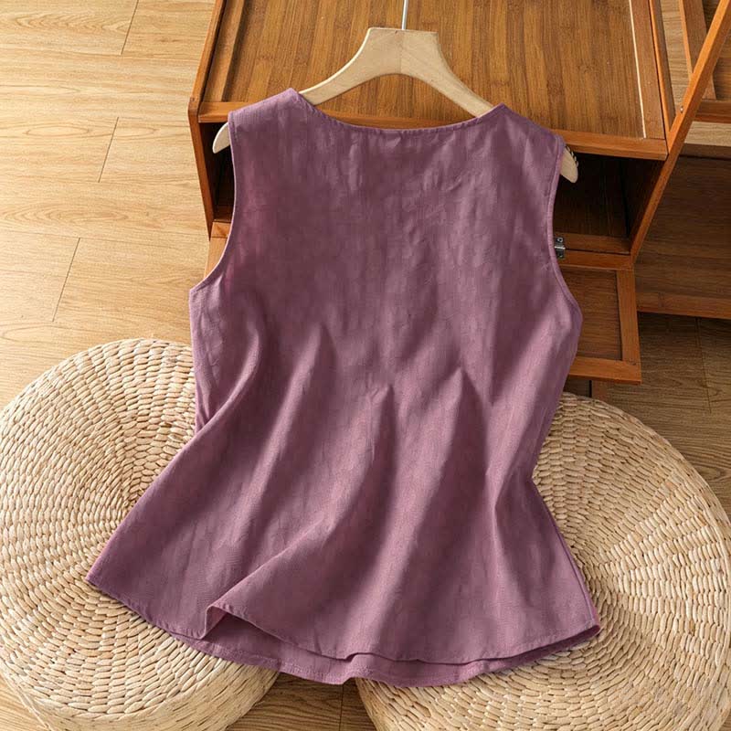 Buddha Stones Lässiges, ärmelloses Damen-Tanktop mit Seitenschlitz und Blumenmuster - image 8