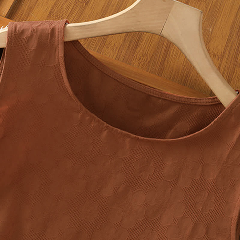Buddha Stones Lässiges, ärmelloses Damen-Tanktop mit Seitenschlitz und Blumenmuster - image 3