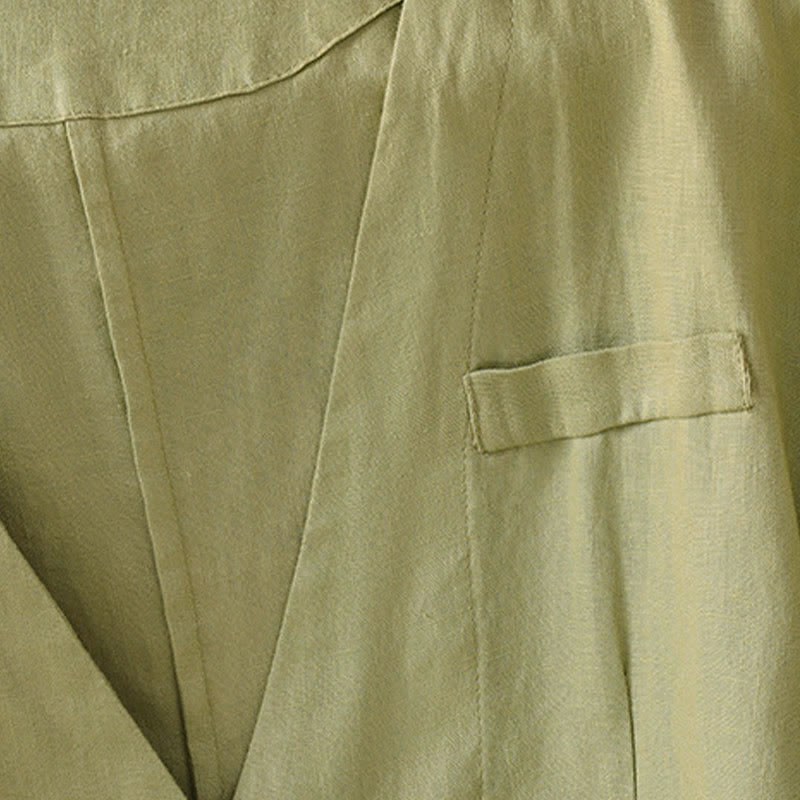 Buddha Stones Lässiges, sommerliches Kurzarmhemd mit Knopfleiste, V-Ausschnitt und Taschen für Damen - image 4
