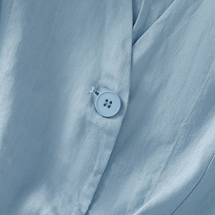 Buddha Stones Lässiges, sommerliches Kurzarmhemd mit Knopfleiste, V-Ausschnitt und Taschen für Damen - image 14