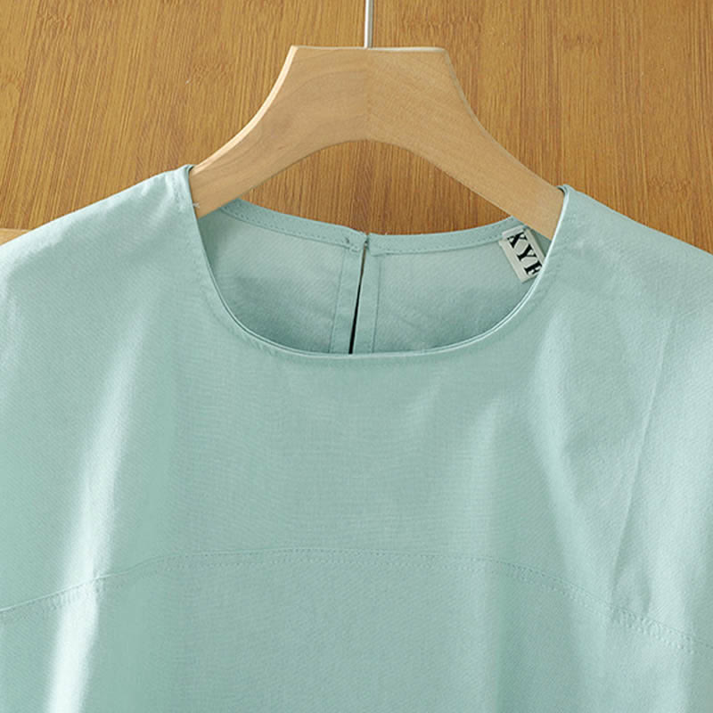 Buddha Stones Lässiges, einfarbiges Damen-Tanktop mit Rundhalsausschnitt und kurzen Ärmeln - image 7