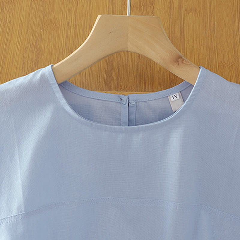 Buddha Stones Lässiges, einfarbiges Damen-Tanktop mit Rundhalsausschnitt und kurzen Ärmeln - image 9