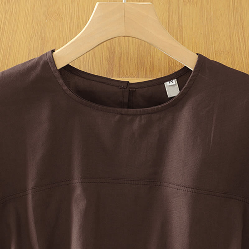 Buddha Stones Lässiges, einfarbiges Damen-Tanktop mit Rundhalsausschnitt und kurzen Ärmeln - image 1