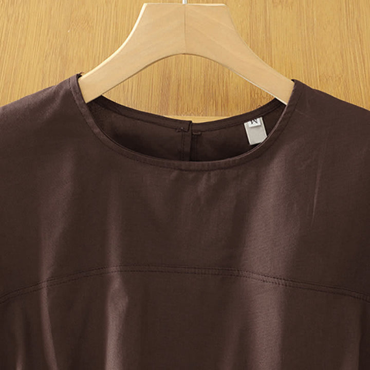 Buddha Stones Lässiges, einfarbiges Damen-Tanktop mit Rundhalsausschnitt und kurzen Ärmeln - image 1