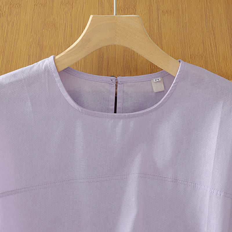 Buddha Stones Lässiges, einfarbiges Damen-Tanktop mit Rundhalsausschnitt und kurzen Ärmeln - image 13