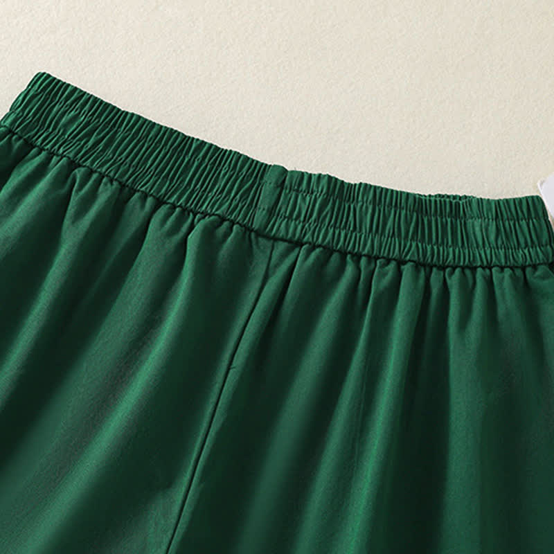 Buddha Stones Lässige, einfarbige Damen-Shorts mit dekorativen Knöpfen und Taschen für den Sommer - image 7
