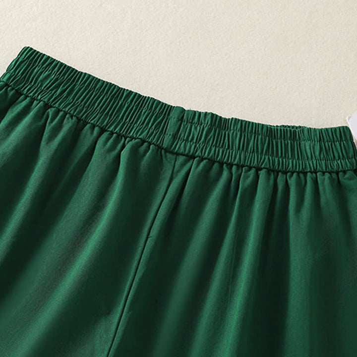 Buddha Stones Lässige, einfarbige Damen-Shorts mit dekorativen Knöpfen und Taschen für den Sommer - image 7