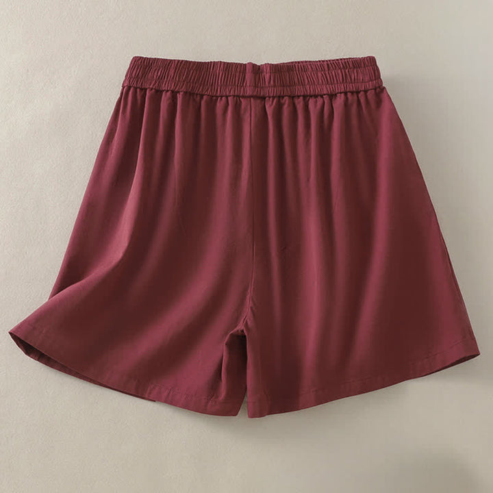 Buddha Stones Lässige, einfarbige Damen-Shorts mit dekorativen Knöpfen und Taschen für den Sommer - image 11