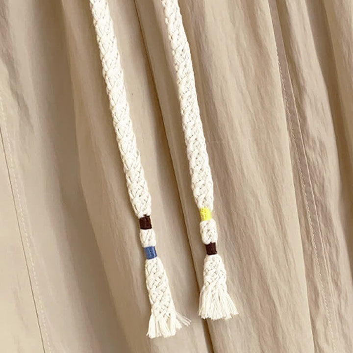 Buddha Stones Lässige, einfarbige, knöchellange Damenhose mit weitem Bein und Taschen, Kordelzug für Frühling und Sommer - image 4