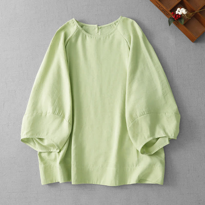 Buddha Stones Lässiges, minimalistisches Langarm-T-Shirt für Damen mit Rundhalsausschnitt für Frühling und Sommer - Hellgrün - US12, UK/AU16, EU44 (2XL) - image 0