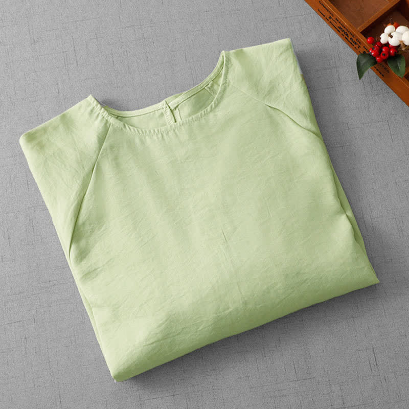 Buddha Stones Lässiges, minimalistisches Langarm-T-Shirt für Damen mit Rundhalsausschnitt für Frühling und Sommer - image 2