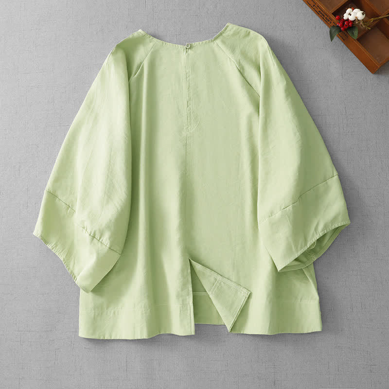 Buddha Stones Lässiges, minimalistisches Langarm-T-Shirt für Damen mit Rundhalsausschnitt für Frühling und Sommer - image 1